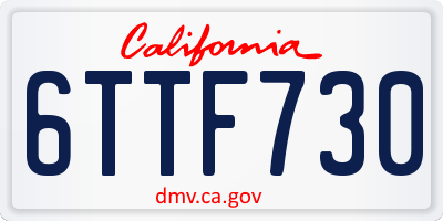 CA license plate 6TTF730