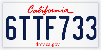 CA license plate 6TTF733