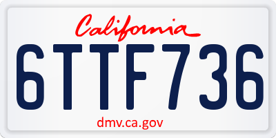 CA license plate 6TTF736