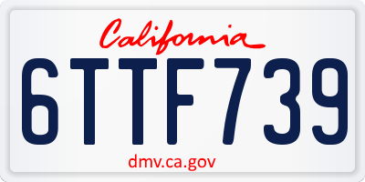 CA license plate 6TTF739