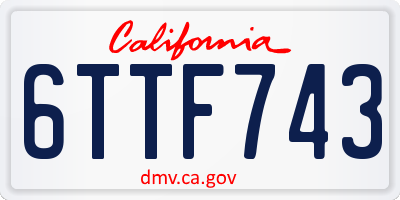 CA license plate 6TTF743