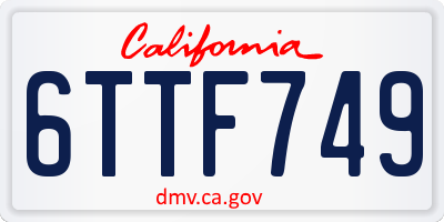 CA license plate 6TTF749