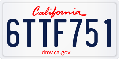 CA license plate 6TTF751