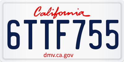 CA license plate 6TTF755