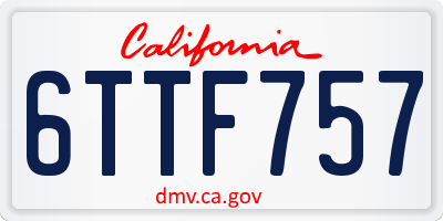 CA license plate 6TTF757