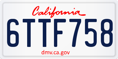 CA license plate 6TTF758