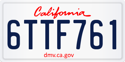 CA license plate 6TTF761