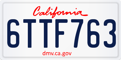 CA license plate 6TTF763