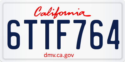 CA license plate 6TTF764