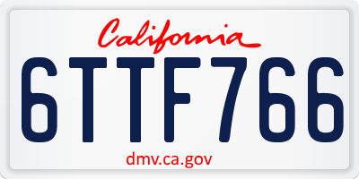 CA license plate 6TTF766