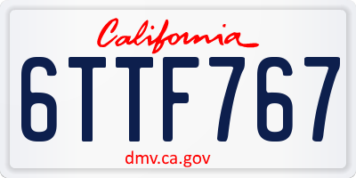 CA license plate 6TTF767