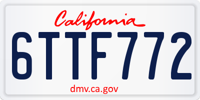 CA license plate 6TTF772