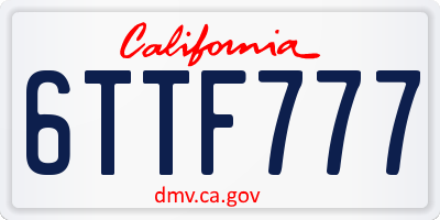 CA license plate 6TTF777