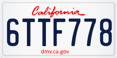 CA license plate 6TTF778