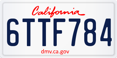 CA license plate 6TTF784