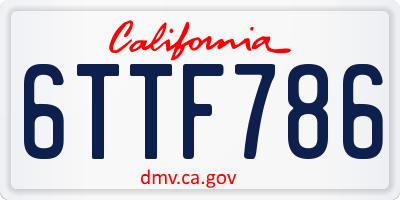 CA license plate 6TTF786