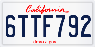 CA license plate 6TTF792