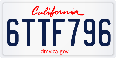 CA license plate 6TTF796