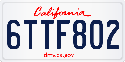 CA license plate 6TTF802