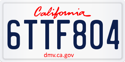 CA license plate 6TTF804