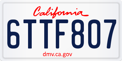 CA license plate 6TTF807