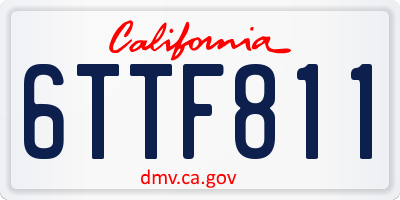 CA license plate 6TTF811