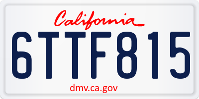 CA license plate 6TTF815