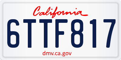 CA license plate 6TTF817