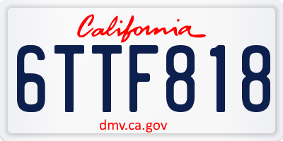 CA license plate 6TTF818