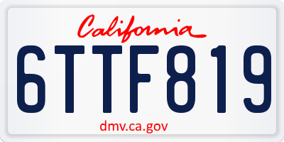 CA license plate 6TTF819