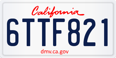 CA license plate 6TTF821