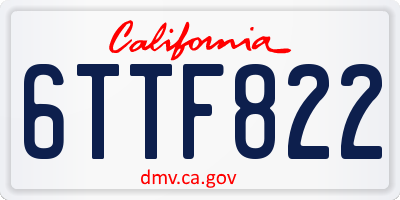 CA license plate 6TTF822