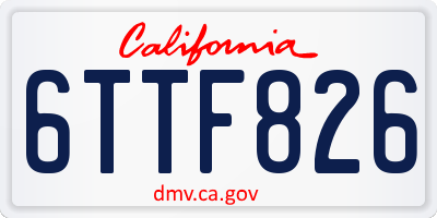 CA license plate 6TTF826