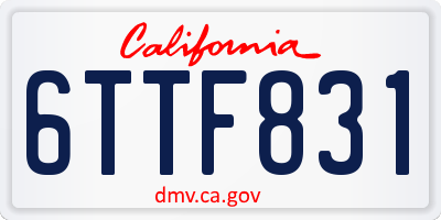 CA license plate 6TTF831