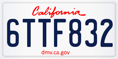 CA license plate 6TTF832