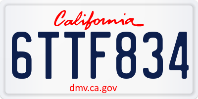 CA license plate 6TTF834