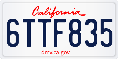 CA license plate 6TTF835