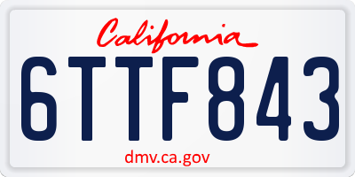 CA license plate 6TTF843