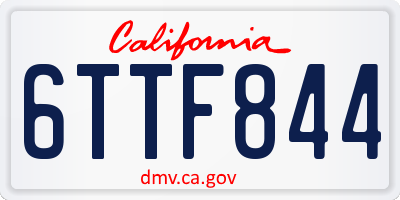 CA license plate 6TTF844