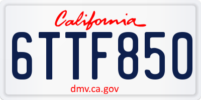 CA license plate 6TTF850