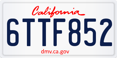 CA license plate 6TTF852