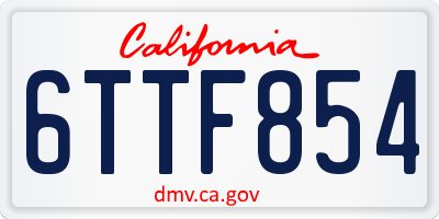 CA license plate 6TTF854