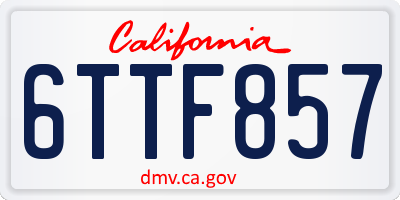 CA license plate 6TTF857