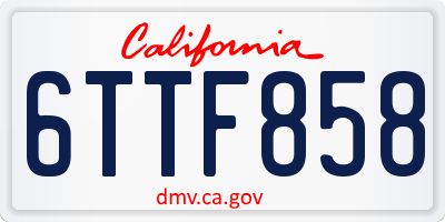 CA license plate 6TTF858