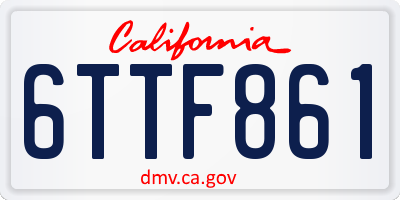 CA license plate 6TTF861