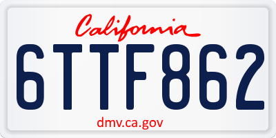 CA license plate 6TTF862