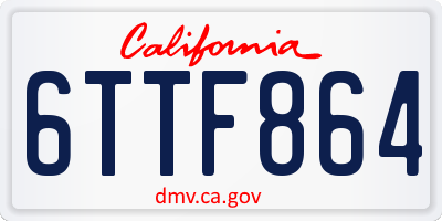 CA license plate 6TTF864