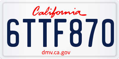 CA license plate 6TTF870