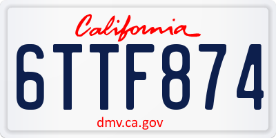 CA license plate 6TTF874