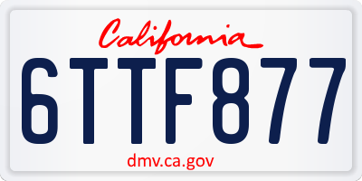 CA license plate 6TTF877